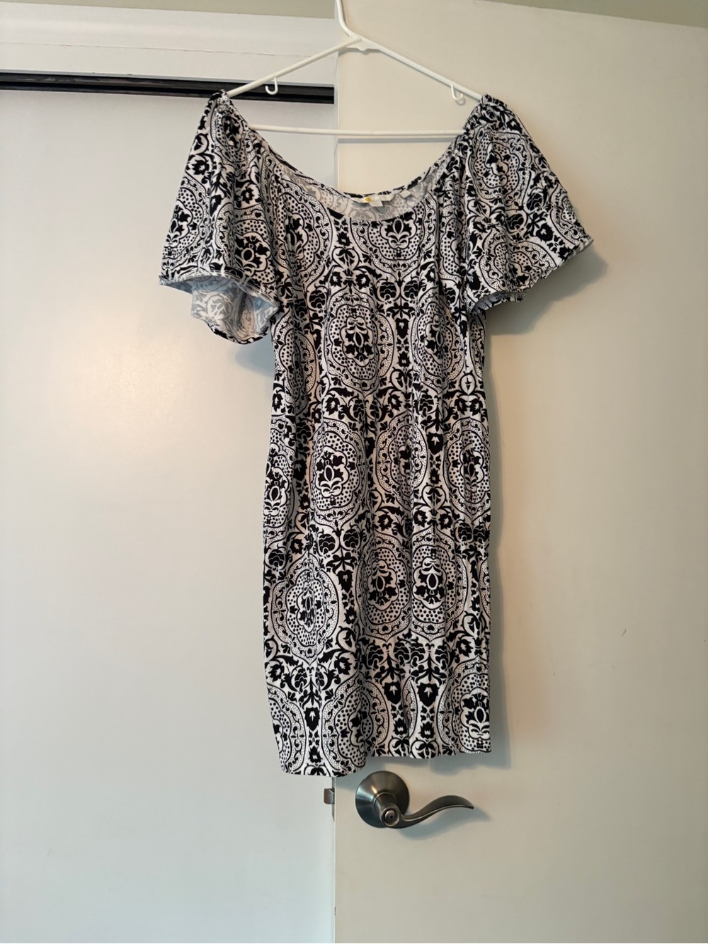 Boden Women’s  Black and White Patterned Off-Shoulder Dress size 10